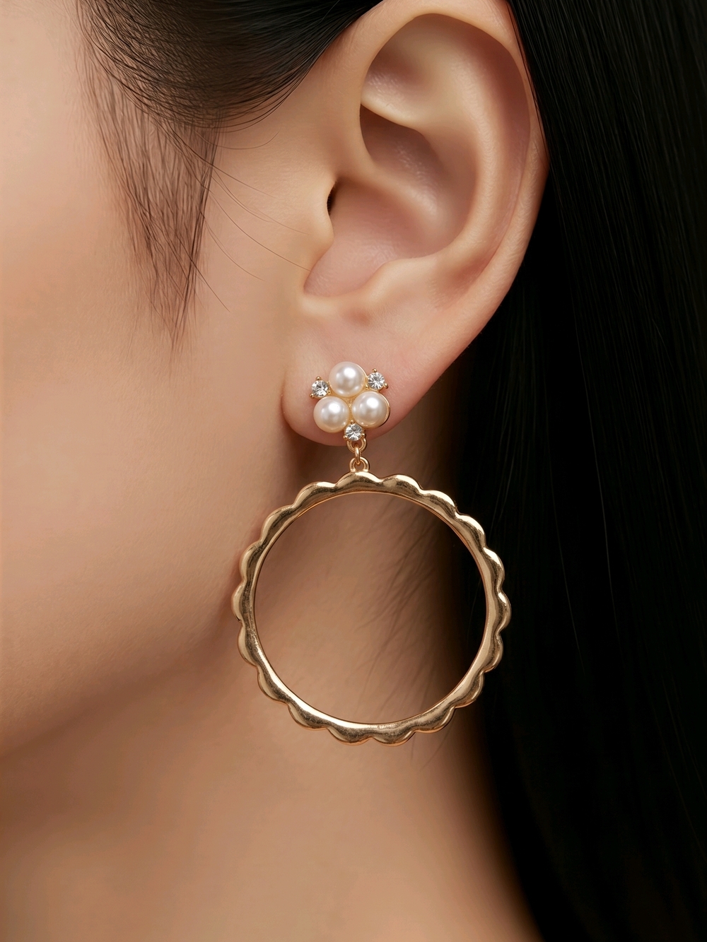 Isaac Mizrahi New York Gold Faux Pearl & Rhinestone Dangle Earrings